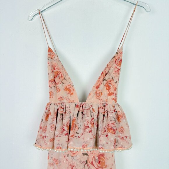 La Maison Talulah The Faithful Maxi Dress Pink Floral Pearl Size Small S EUC - Picture 3 of 16